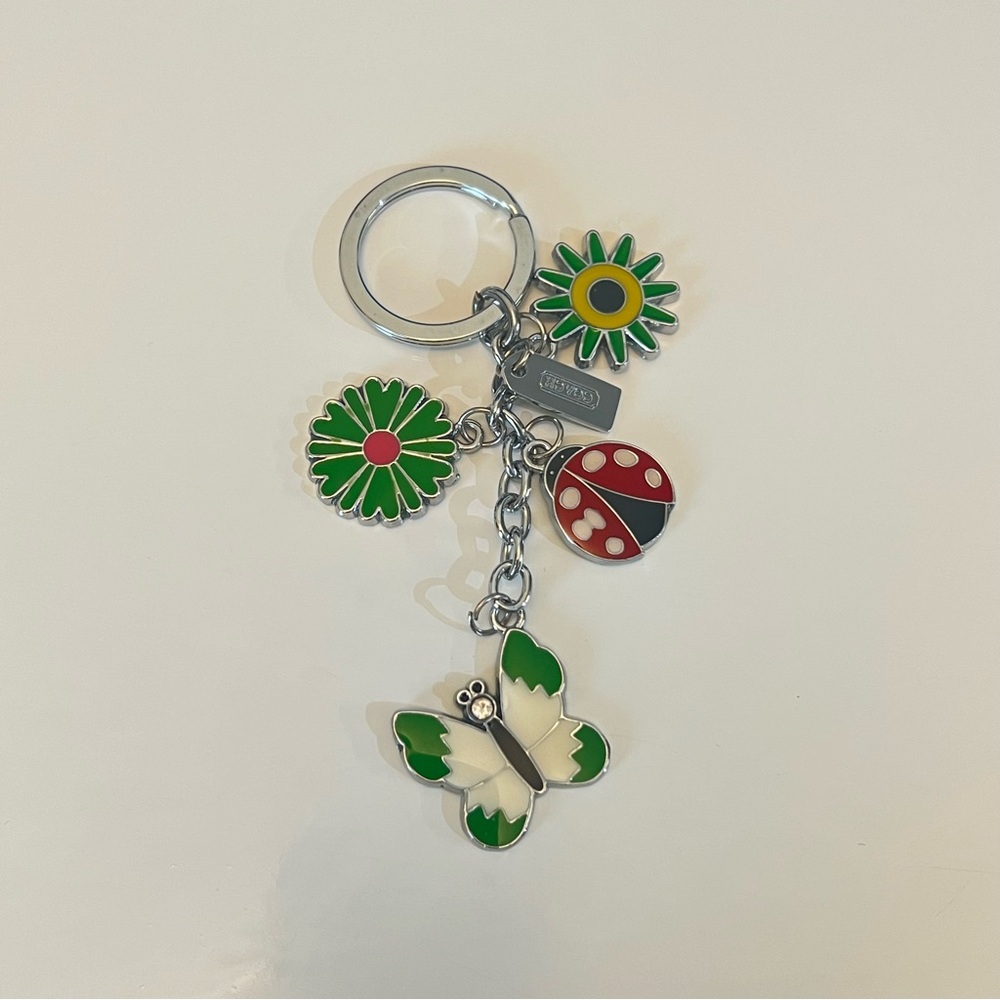 Coach butterfly sunflower ladybug Green and Red Charm Keychain